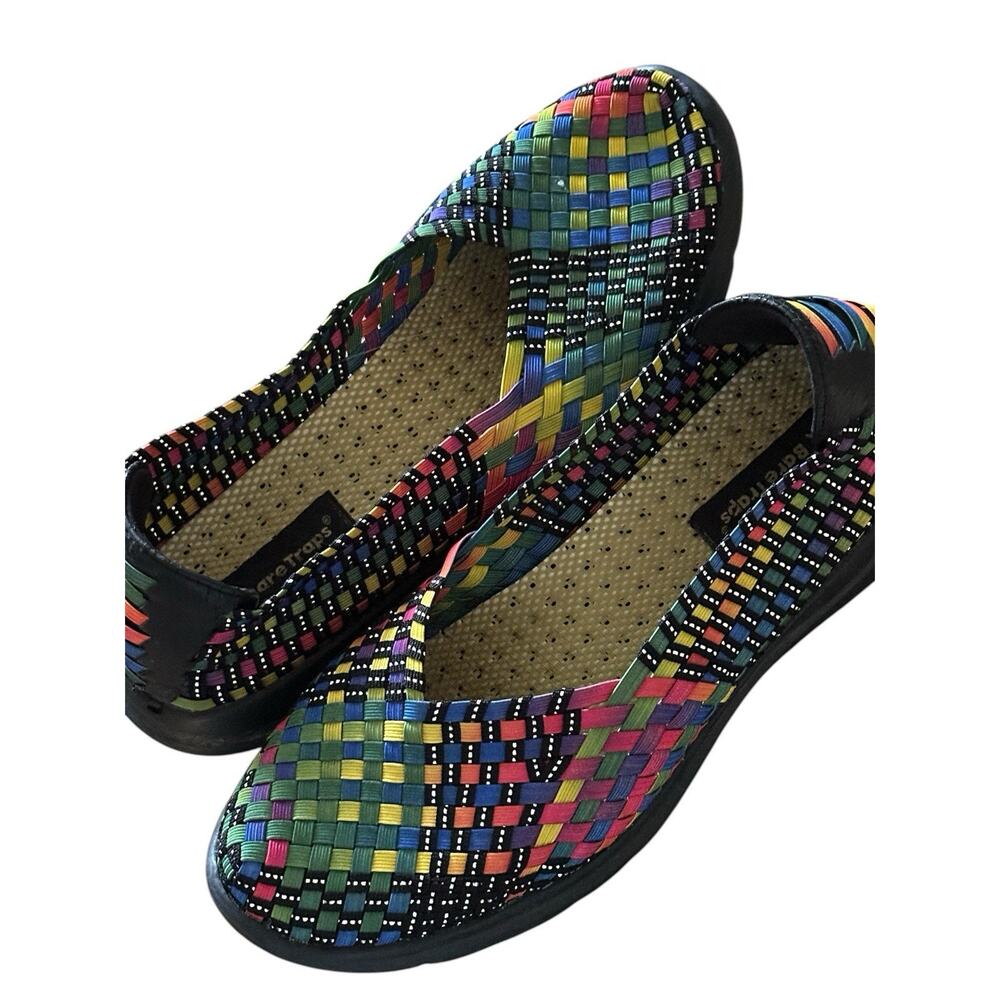BARE TRAPS Women's LEXIE Multi Colored Woven Slip on Shoes Sz 9 M Elastic Flats